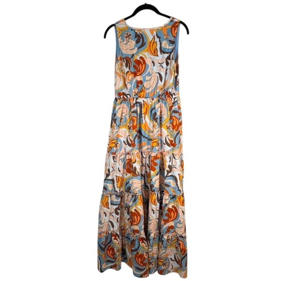 Boston Proper Printed Tiered Maxi Dress multi color size S - Picture 2 of 6